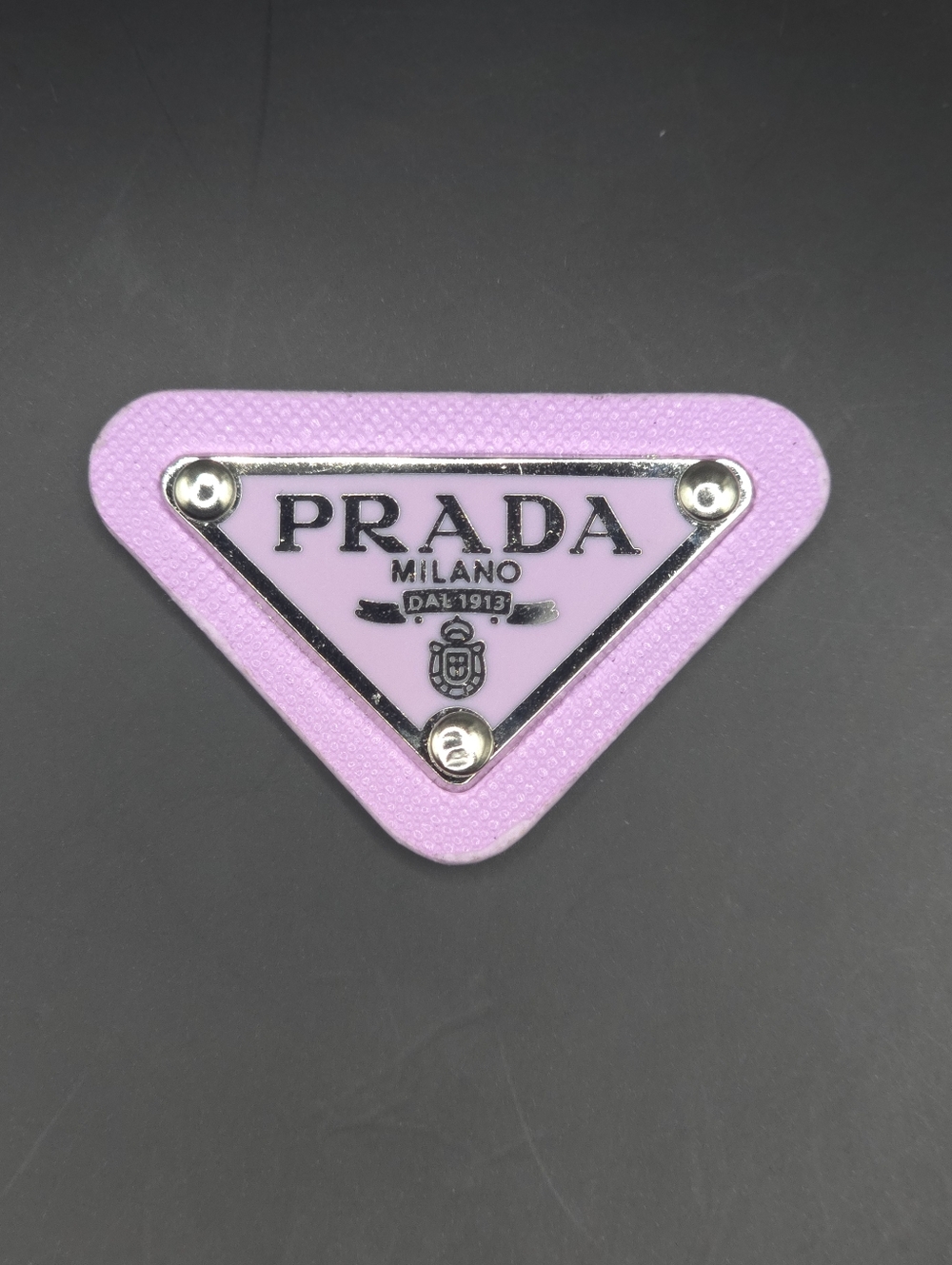 Lavender Prada Triangle Patch/Croc Charm